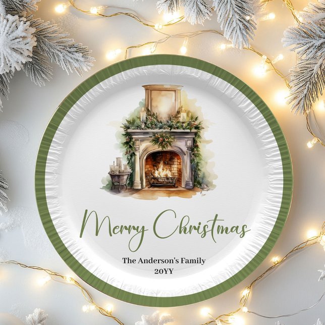 Simple Elegant Christmas Custom Name Paper Plates (Simple Elegant Christmas Custom Name Paper Plates)