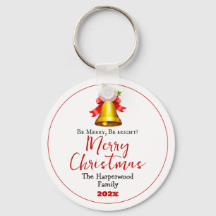 Simple Elegant Christmas Family Photo Collage Keychain