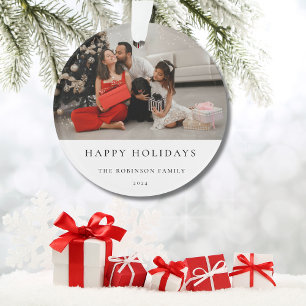 Simple Elegant Christmas Family Photo Ornament