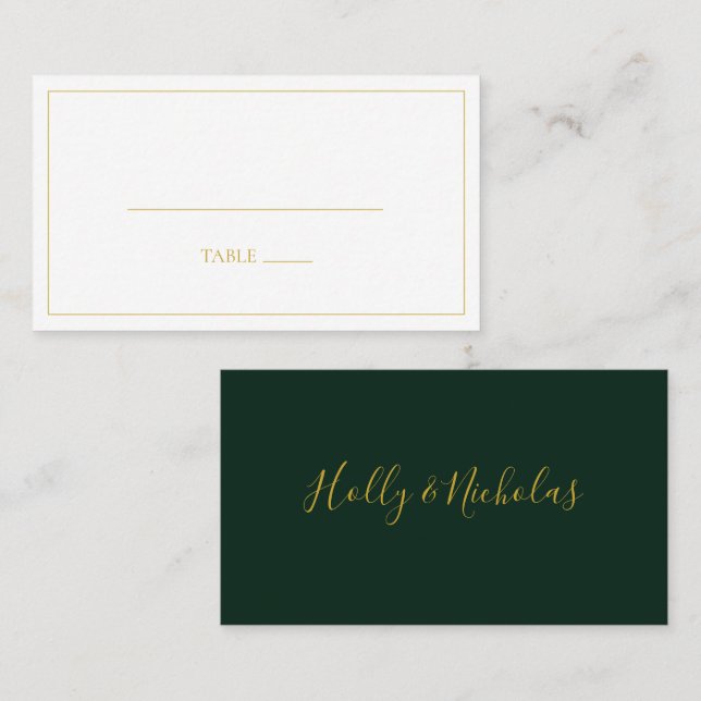 Simple Elegant Christmas | Green Flat Wedding Place Card (Front/Back)