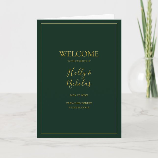 Simple Elegant Christmas | Green Folded Wedding Program (Front)