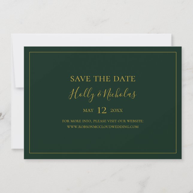 Simple Elegant Christmas | Green Horizontal  Save The Date (Front)
