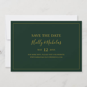 Simple Elegant Christmas   Green Horizontal  Save The Date