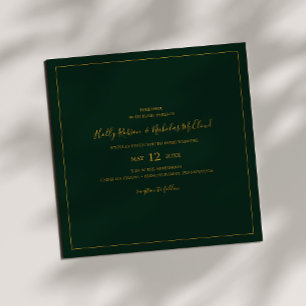 Simple Elegant Christmas Green Square Wedding Invitation