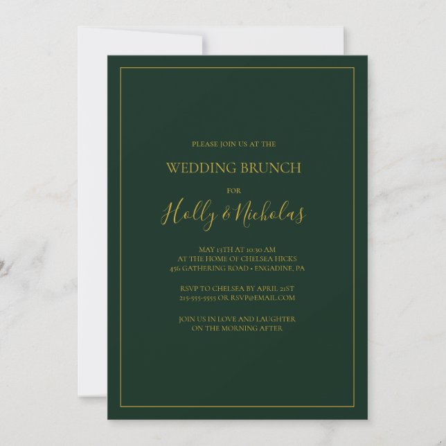 Simple Elegant Christmas | Green Wedding Brunch Invitation (Front)