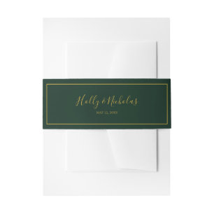 Simple Elegant Christmas   Green Wedding Invitation Belly Band