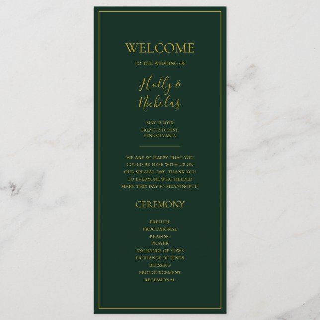 Simple Elegant Christmas | Green Wedding Program (Front)