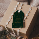 Simple Elegant Christmas | Green Wedding Welcome Gift Tags<br><div class="desc">These simple elegant Christmas | green wedding welcome gift tags are perfect for your minimalist modern winter wedding. The classic gold luxury calligraphy, along with the traditional green background, all bordered with a minimal frame, is sure to complete the colourful holiday vibe you're looking for. You can personalize with your...</div>