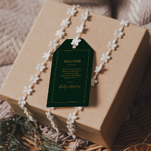 Simple Elegant Christmas   Green Wedding Welcome Gift Tags