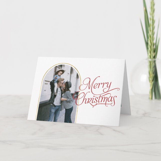 Simple elegant christmas greeting family photo  holiday card (Front)