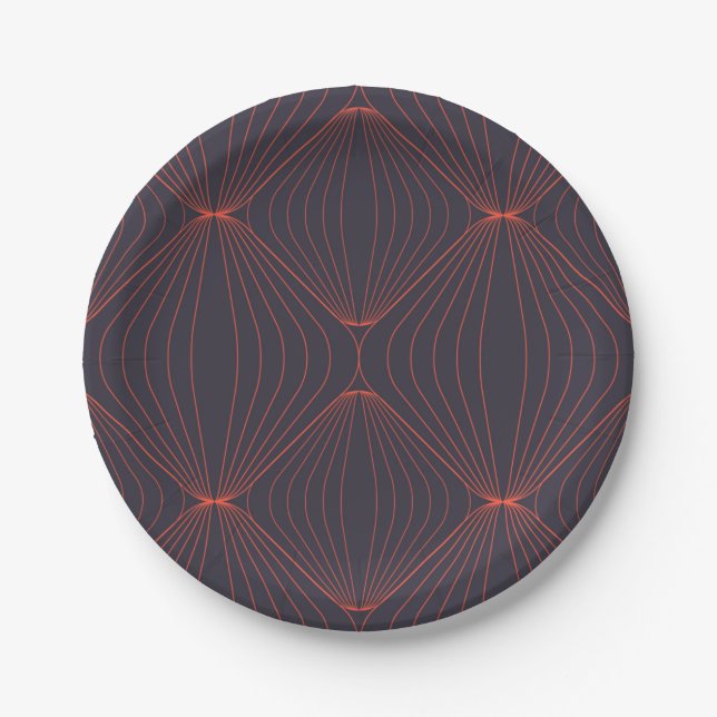 Simple, elegant Christmas inspired graphic pattern Paper Plate (Front)