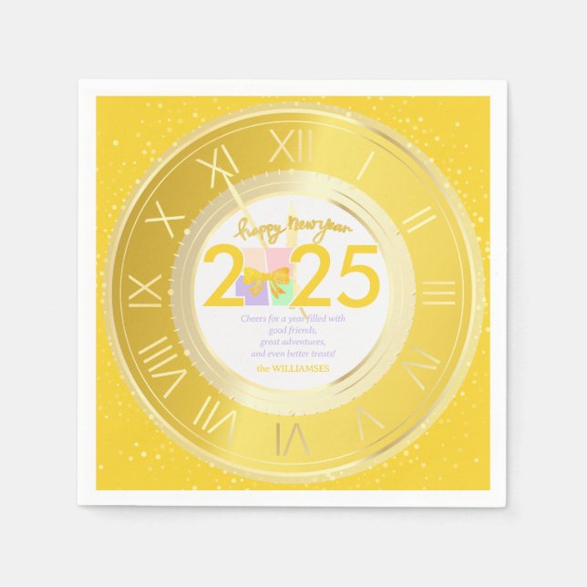 Simple Elegant Christmas New Year Gift Box Bow Napkin (Front)