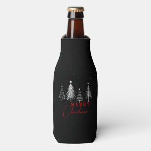 Simple Elegant Christmas Pine Tree Black Bottle Cooler
