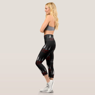 Simple Elegant Christmas Pine Tree   Black Capri Leggings