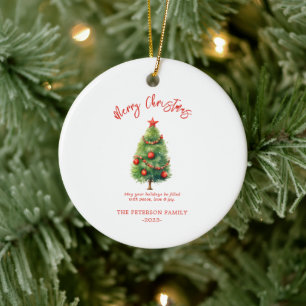 Simple Elegant Christmas Pine Tree Ceramic Ornament