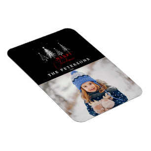 Simple Elegant Christmas Pine Tree Photo Magnet