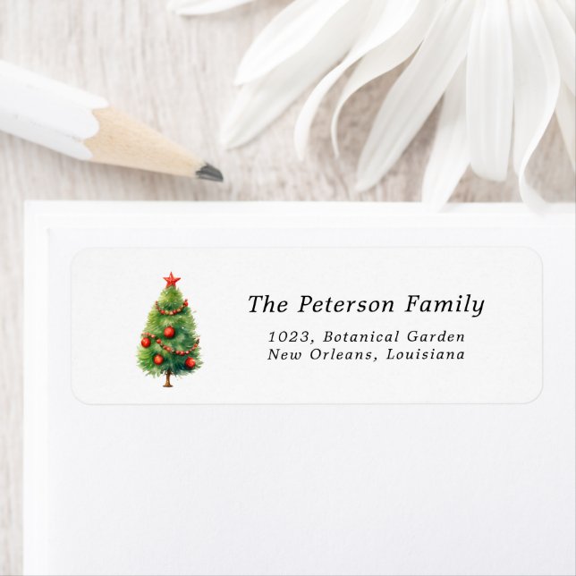 Simple Elegant christmas Pine Tree | White Address (Insitu)