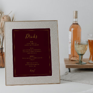 Simple Elegant Christmas   Red Drinks Menu Sign