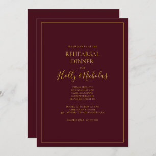 Simple Elegant Christmas Red Rehearsal Dinner In Invitation