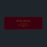 Simple Elegant Christmas | Red Return Address<br><div class="desc">This simple elegant Christmas | red return address label is perfect for your minimalist modern winter wedding. The classic gold luxury calligraphy, along with the traditional red background, all bordered with a minimal frame, is sure to complete the colourful holiday vibe you're looking for. You can personalize with your own...</div>