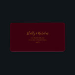 Simple Elegant Christmas | Red RSVP Address Label<br><div class="desc">This simple elegant Christmas | red RSVP address label is perfect for your minimalist modern winter wedding. The classic gold luxury calligraphy, along with the traditional red background, is sure to complete the holiday vibe you're looking for. You can personalize with your own photos or graphics or keep it as...</div>