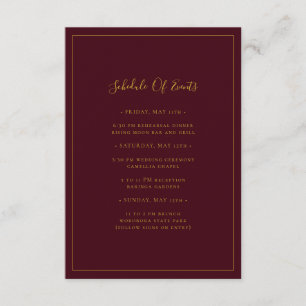 Simple Elegant Christmas Red Schedule of Events Enclosure Card