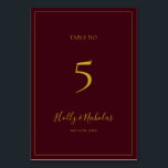 Simple Elegant Christmas | Red Table Number<br><div class="desc">This simple elegant Christmas | red table number is perfect for your minimalist modern winter wedding. The classic gold luxury calligraphy, along with the traditional red background, all bordered with a minimal frame, is sure to complete the colourful holiday vibe you're looking for. You can personalize with your own photos...</div>