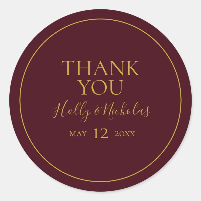 Simple Elegant Christmas | Red Thank You Sticker (Front)
