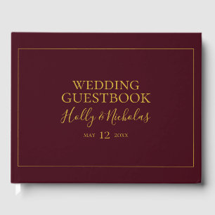 Simple Elegant Christmas   Red Wedding Guest Book