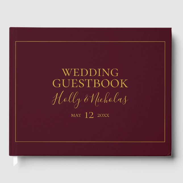 Simple Elegant Christmas | Red Wedding Guest Book (Front)