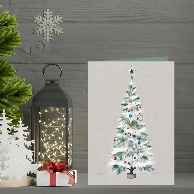 Simple Elegant Christmas Tree Custom Text Holiday Card (A simple yet elegant Christmas greeting.)