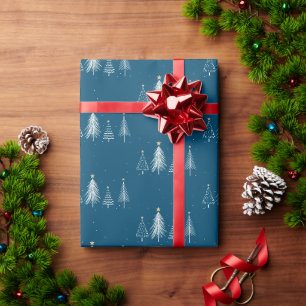 Simple Elegant Christmas Tree Pattern Holiday Wrapping Paper