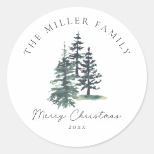 Simple Elegant Christmas tree Pine tree Classic Round Sticker