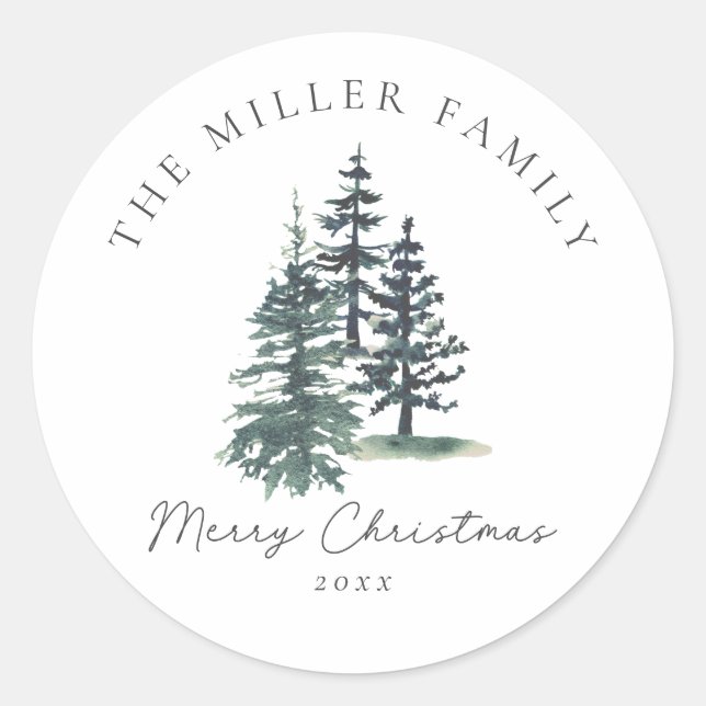 Simple Elegant Christmas tree | Pine tree  Classic Round Sticker (Front)