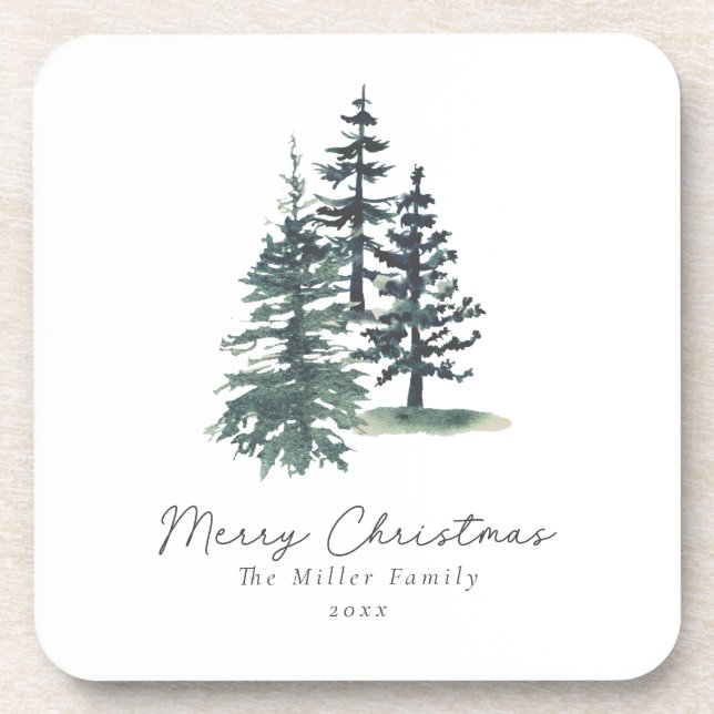 Simple Elegant Christmas tree | Pine tree  Coaster (Front)