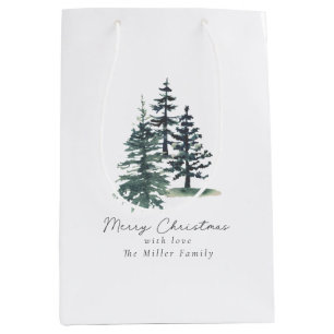 Simple Elegant Christmas tree   Pine tree  Medium Gift Bag