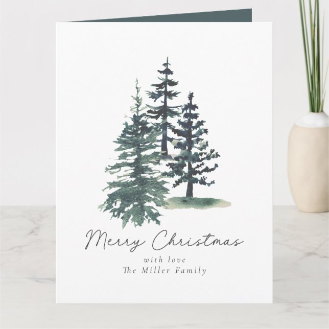 Simple Elegant Christmas tree | Pine tree  Thank You Card (Front)
