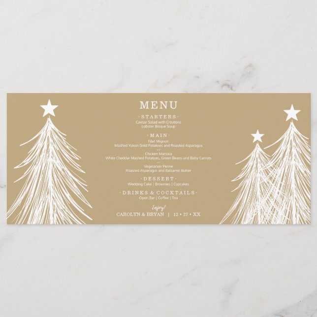 Simple Elegant Christmas Trees on Gold Menu (Front)