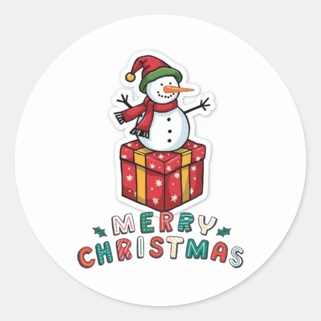 Simple Elegant Christmas Watercolor Botanical  Classic Round Sticker (Front)