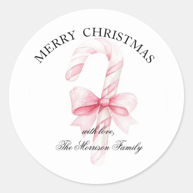 Simple Elegant Christmas Watercolor Gift Wrap Classic Round Sticker (Front)