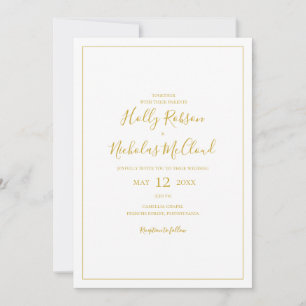 Simple Elegant Christmas White All In One Wedding Invitation