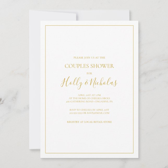 Simple Elegant Christmas | White Couples Shower Invitation (Front)