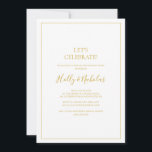Simple Elegant Christmas | White Let's Celebrate  Invitation<br><div class="desc">This simple elegant Christmas | white let's celebrate invitation is perfect for your minimalist modern winter wedding. The classic gold luxury calligraphy, along with the traditional white background, all bordered with a minimal frame, is sure to complete the colourful holiday vibe you're looking for. You can personalize with your own...</div>