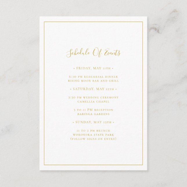 Simple Elegant Christmas White Schedule of Events Enclosure Card (Front)