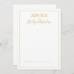 Simple Elegant Christmas | White Wedding Advice Card<br><div class="desc">This simple elegant Christmas | white wedding advice card is perfect for your minimalist modern winter wedding. The classic gold luxury calligraphy, along with the traditional white background, all bordered with a minimal frame, is sure to complete the colourful holiday vibe you're looking for. You can personalize with your own...</div>