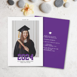 Simple Elegant Class of 2024 Graduation Photo Announcement