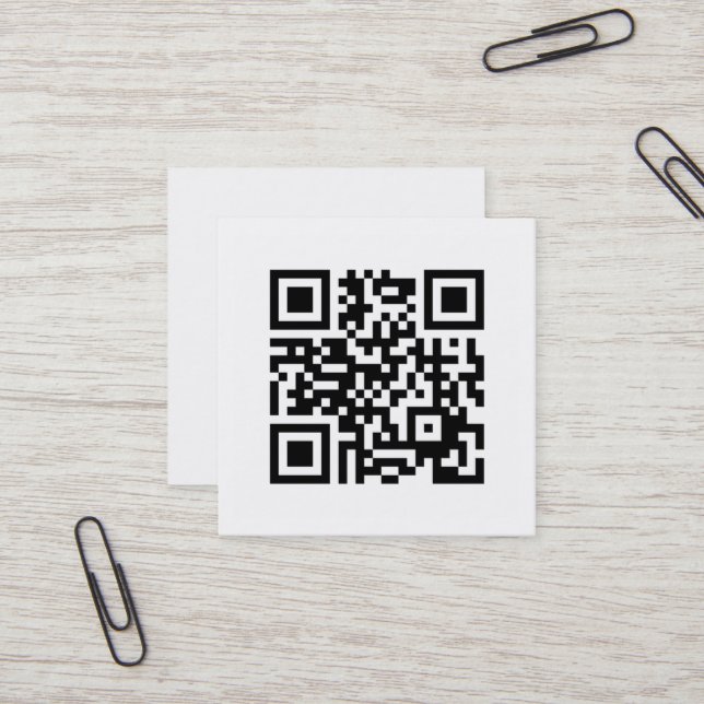 Simple elegant classic black and white QR Code Square Business Card (Front/Back In Situ)