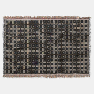 Simple Elegant Classic Black Creamy White Pattern Throw Blanket
