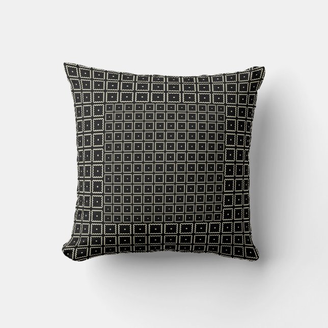 Simple Elegant Classic Black White Square Throw Pillow (Front)