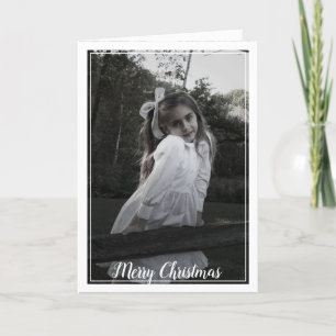 Simple Elegant Classic Border 1 Photo White Holiday Card